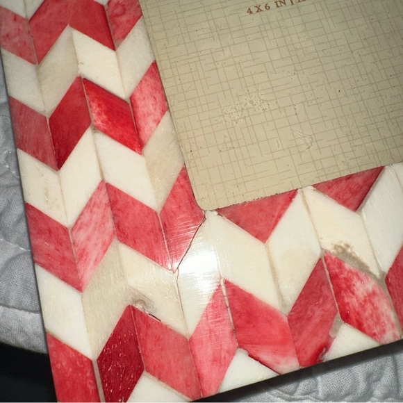 Two's Company Red and White Chevron Picture Frame - Picture 3 of 6